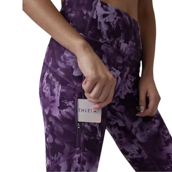 Athleta Rainier Tight Legging Spliced Floral Basalt Violet Purple Large NWOT - Picture 6 of 11